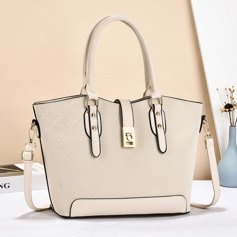 Women Tote Handbag PU Leather Woven Texture Gold Hardware Elegant Shoulder Bag With Detachable Strap For Daily Commute