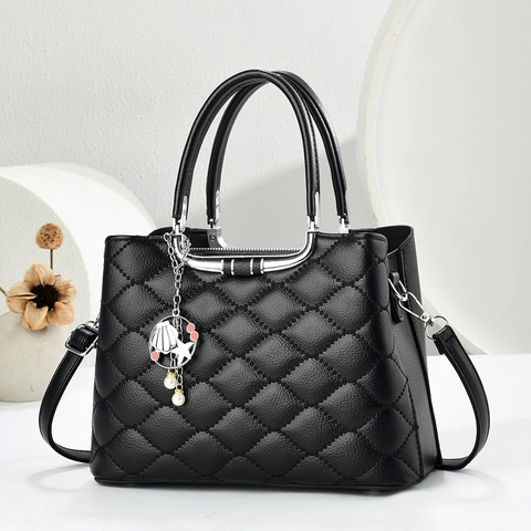 Sac À Main En Cuir PU Matelassé Pour Femmes Avec Poignée Métallique Et Charme Océan Bandoulière Amovible Élégant Mode