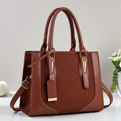Damen PU Leder Handtasche Elegante Gewebte Textur Tote Bag Mit Goldener Hardware Verstellbarem Riemen Reißverschluss Alltag