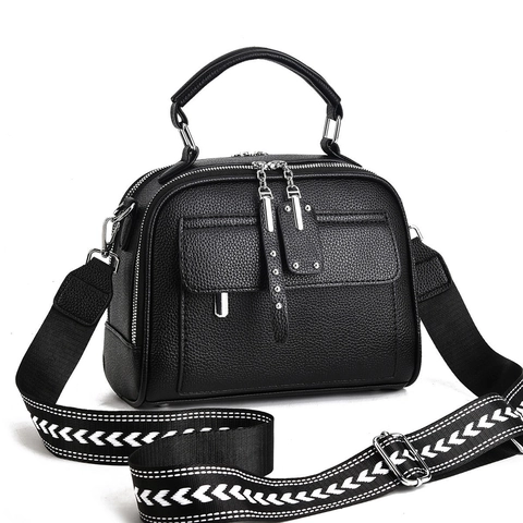 Borsa A Tracolla Elegante Da Donna In PU Motivo Litchi Cerniera Tracolla Larga Fantasia Borsa A Mano Versatile