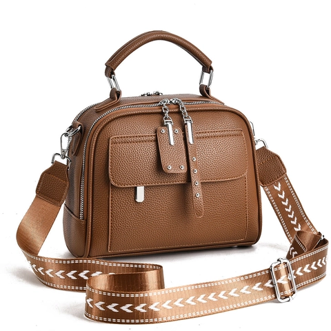 Borsa A Tracolla Elegante Da Donna In PU Motivo Litchi Cerniera Tracolla Larga Fantasia Borsa A Mano Versatile