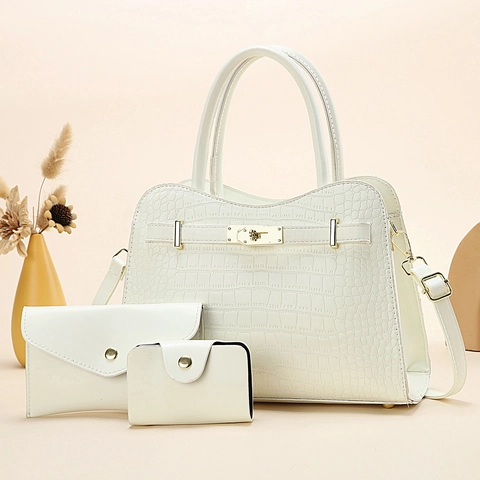 Ensemble de Sacs à Main Crocodile pour Femmes Cuir PU Élégant Avec Pochette Portefeuille Et Porte-Cartes Cadeau Maman