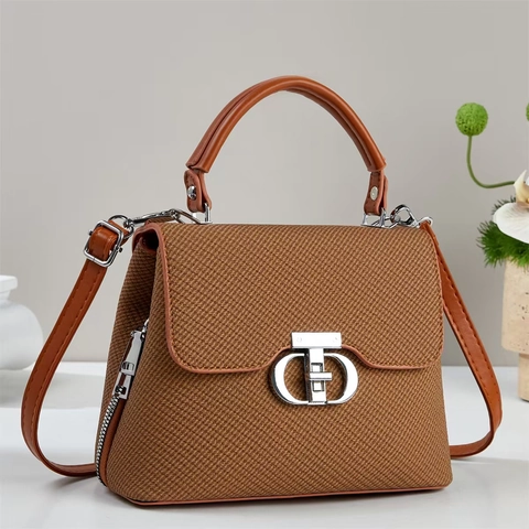 Damen Handtasche PU Leder Webstruktur Umhängetasche Silberne Metallschnalle Minimalistischer Urbaner Stil