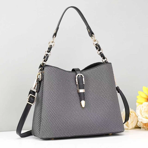 Damen Handtasche Mit Webstruktur PU Leder Große Kapazität Schulter Umhängetasche Kettengriff Elegant Mode Geschenk