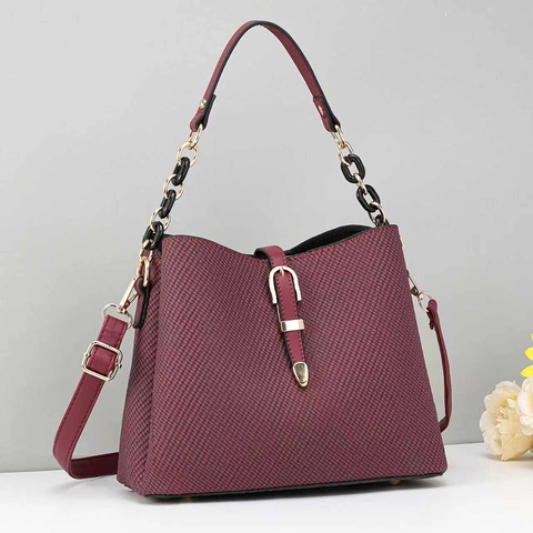 Damen Handtasche Mit Webstruktur PU Leder Große Kapazität Schulter Umhängetasche Kettengriff Elegant Mode Geschenk