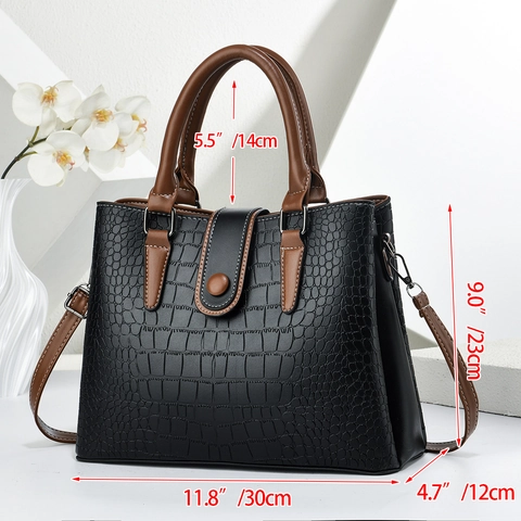 Borsa A Mano Da Donna Alla Moda Pelle PU Motivo Coccodrillo Goffrato Strati Multipli Borsa A Tracolla Versatile Elegante