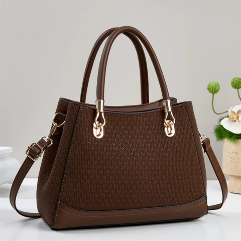 Borsa A Mano Da Donna Texture Intrecciata Pelle PU Tote Borsa A Tracolla Strati Multipli Cerniera Moda Versatile Semplice Elegante