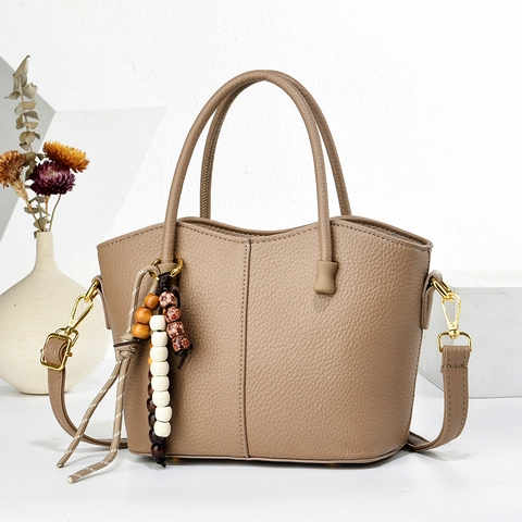 Borsa A Mano Vintage Donne Pelle PU Grana Litchi Borsa A Tracolla Con Nappina Di Perline Elegante Alla Moda Quotidiana Versatile
