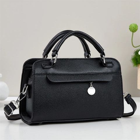 Bolso De Mano Para Mujer Cuir PU Patrón Lichi Cuadrado Bolso De Hombro Cruzado Simple Elegante Diario Moda