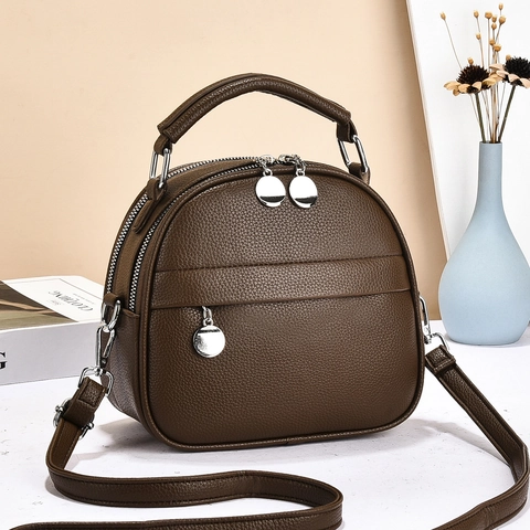 Borsa A Tracolla In Pelle PU Con Trama Litchi A Mano Donna Doppia Cerniera Trendy Elegante Versatile Quotidiana