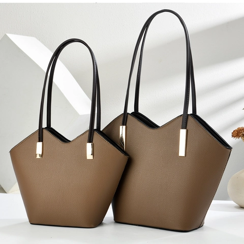Women Tote Handbag Large Small PU Leather Litchi Pattern V-Cut Opening Minimalist Fashion Commuting Shoulder Bag