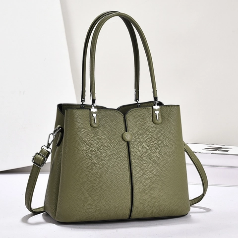 Damen Tote Bag Lychee Muster PU Leder Große Kapazität Handtasche Mit Abnehmbarem Schultergurt Einfache Mode