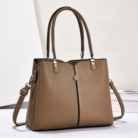 Damen Tote Bag Lychee Muster PU Leder Große Kapazität Handtasche Mit Abnehmbarem Schultergurt Einfache Mode