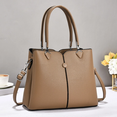 Borsa A Mano Da Donna In Pelle PU Con Motivo Lychee Borsa Tote Minimalista Versatile Con Tracolla Rimovibile