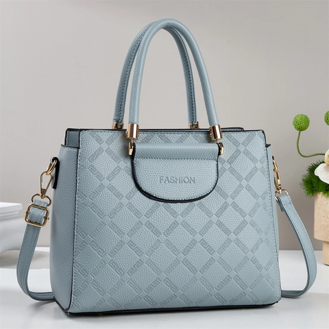 Bolso Tote De Mujer Cuero PU Textura Litchi Relieve Geométrico Gran Capacidad Bolso De Mano Hombro Bandolera Simple Elegante