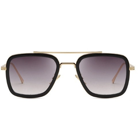 Retro Square Sunglasses Metal Frame Double Bridge UV400 Protection Gradient Lens Fashion Eyewear For Men Women