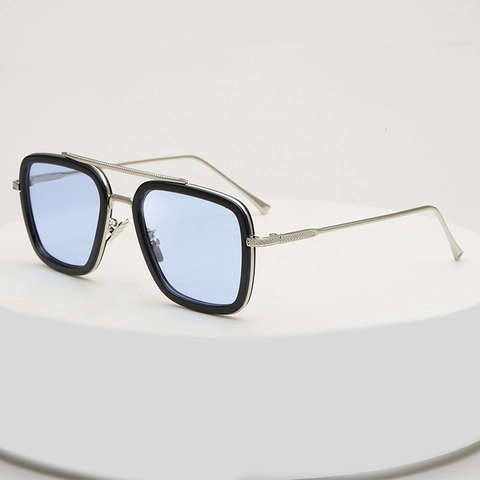 Retro Square Sunglasses Metal Frame Double Bridge UV400 Protection Gradient Lens Fashion Eyewear For Men Women