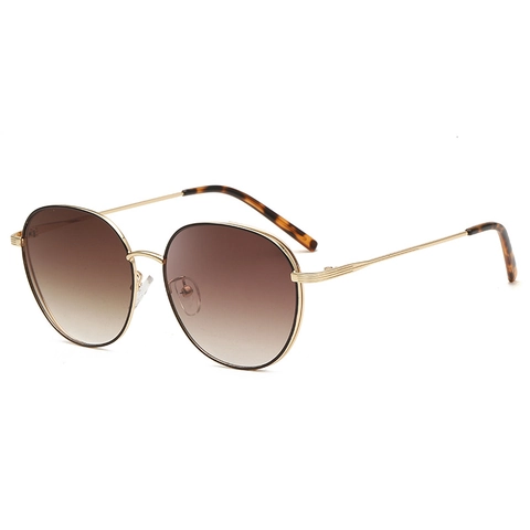 Occhiali Da Sole Rotondi Alla Moda Protezione UV400 Montura In Metallo Lente AC Retro Sfumato Grandi Donne Uomini