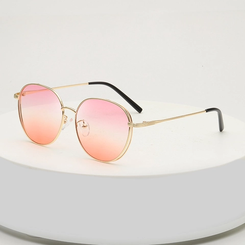Occhiali Da Sole Rotondi Alla Moda Protezione UV400 Montura In Metallo Lente AC Retro Sfumato Grandi Donne Uomini