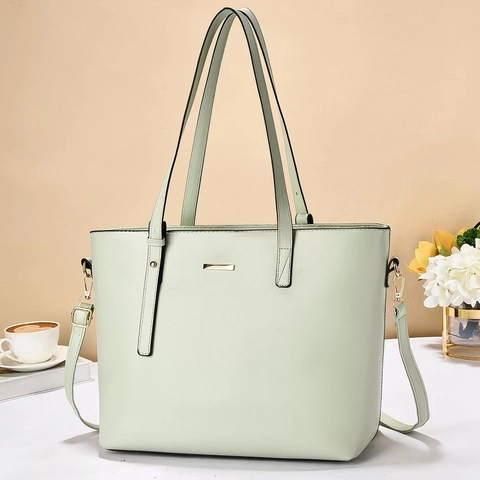 Women Large Capacity PU Leather Tote Bag Elegant Handbag With Adjustable Strap For Office Travel Trendy Shoulder Bag