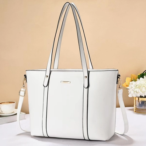 Women Tote Bag PU Leather Large Capacity Top-Handle Shoulder Crossbody Purse Office Travel Minimalist Classic