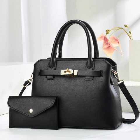 Women Handbag And Wallet Duo Luxury PU Leather High Capacity Shoulder Crossbody Bag Minimalist Office Satchel For Lady