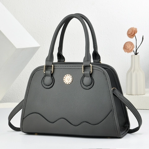 Fashion Women Handbag PU Leather Litchi Texture Wavy Stitching Elegant Shoulder Crossbody Bag With Gold Hardware Trendy