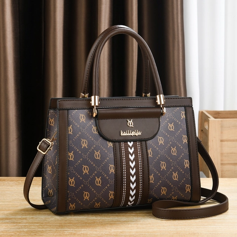 Sac À Main Femme En Cuir PU Mode Imprimé Monogramme Géométrique Sac À Bandoulière Avec Sangle Amovible Style Rétro
