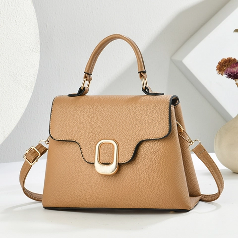 Elegante Borsa A Mano In Pelle PU Con Trama Litchi Da Donna Borsa A Tracolla Retro Con Hardware Dorato E Manico Superiore