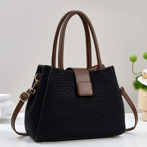 Elegante Borsa A Mano Da Donna In Pelle PU Grande Capacità Trama Intrecciata Borsa A Tracolla Per Uso Quotidiano
