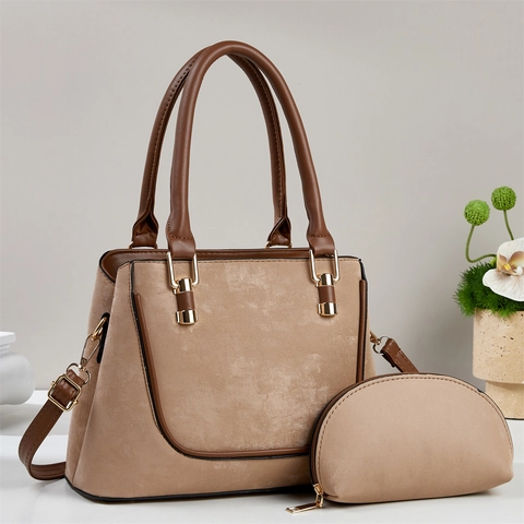 Borsa A Mano E Borsellino Donna Pelle PU Opaca Grande Capacità Borsa A Tracolla Retro Elegante Tendenza
