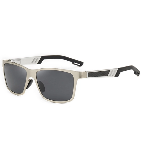 Men Polarized Sunglasses Square PC Metal Frame Carbon Fiber Temple UV400 Protection Driving Sports Eyewear