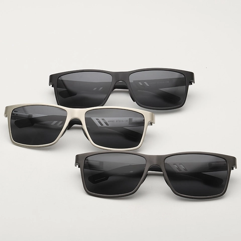 Men Polarized Sunglasses Square PC Metal Frame Carbon Fiber Temple UV400 Protection Driving Sports Eyewear