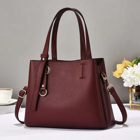 Sac À Main Femme Motif Lychee Cuir PU Grande Capacité Sac À Bandoulière Poignée Supérieure Élégant Bureau Dame