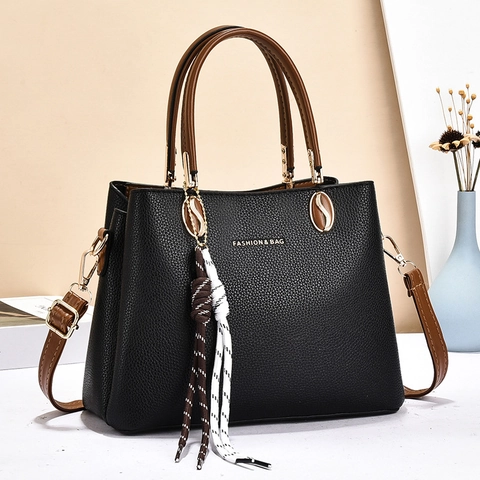 Mode Vrouwen PU Leer Handtas Litchi Patroon Met Zijden Sjaal Hanger Woon-werkverkeer Crossbody Tas Schoudertas
