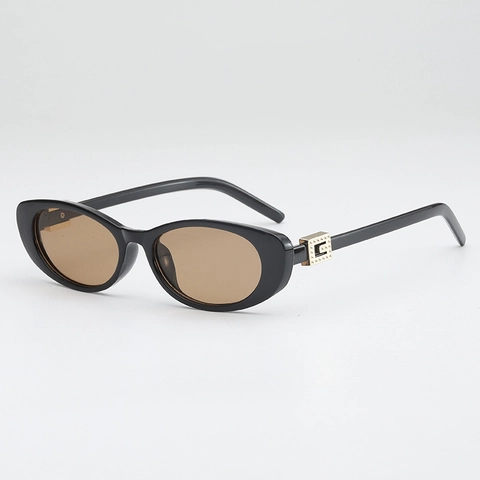 Vintage Ovale Sonnenbrille Retro Katzenauge UV400 Schutz Mode Getönte Gläser Trendy Metall Dekor Stilvolle Brille