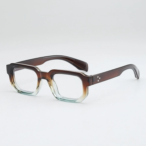 Retro Square Eyeglasses Frames PC Plastic Rivet Decoration Plain Glasses Unisex Clear Lens Frame Fashion Accessory