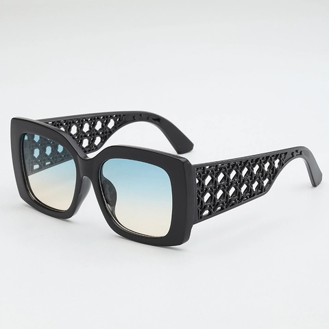 Vintage Oversized Square Sunglasses For Women Men Fashion PC Frame AC Lens Hollow-out Braided Temple Retro UV400 Sun Glasses