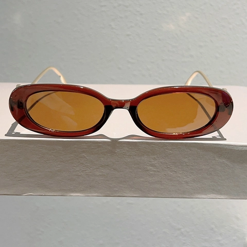 Gafas De Sol Ovaladas Retro Montura De Plástico Patillas Metálicas Geométricas Protección UV Moda Para Mujeres Hombres
