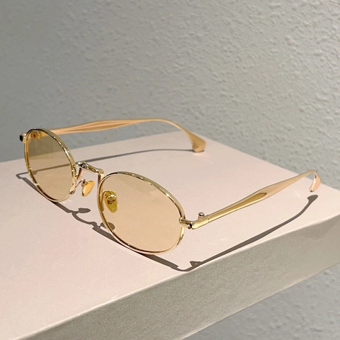 Vintage Oval Sonnenbrille Metallrahmen UV-Schutz Mode Streetwear Damen Herren Leicht Trendige Brille