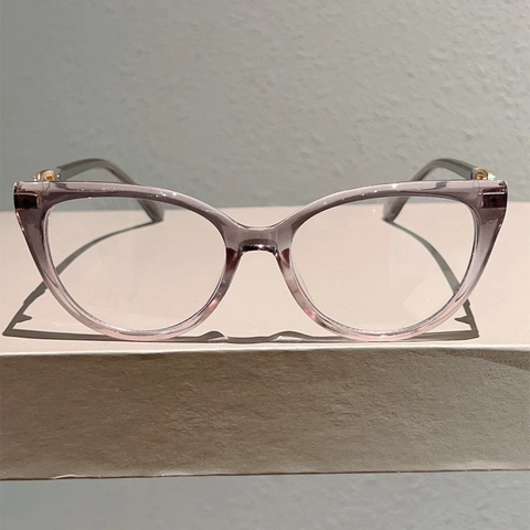 Montatura Occhiali Anti Luce Blu Occhi Di Gatto Per Donna PC Sfumato Retro Elegante Alla Moda Con Catena Metallo
