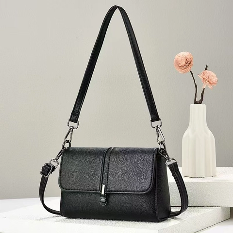 Women Litchi Pattern PU Leather Shoulder Bag Small Square Flap Crossbody Purse Retro Versatile Fashion Handbag