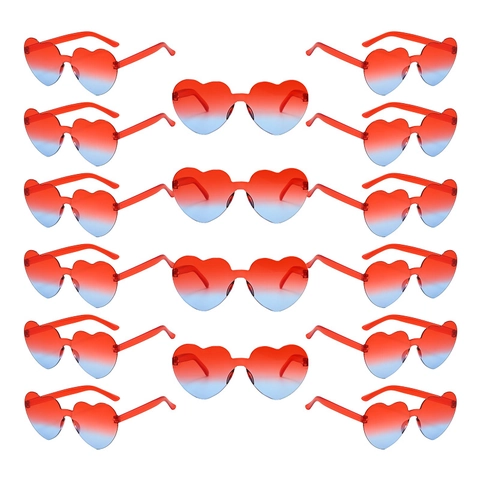 Heart Shaped Rimless Sunglasses One Piece Gradient Jelly Color UV400 Fashion Party Favors Festival Decor For Women Men