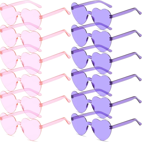 Gafas De Sol Sin Montura En Forma De Corazón UV400 Transparentes Color Caramelo Tendencia Fiesta Para Mujeres Hombres