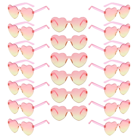 Heart Shaped Rimless Sunglasses One-Piece Jelly Color Festival Party Travel Eyewear Fashion Accessories For Women Men