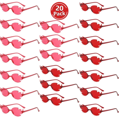 Flammenförmige Randlose Sonnenbrille PC Material UV400 Schutz Party Festival Hippie Mode Für Herren Und Damen Trendig