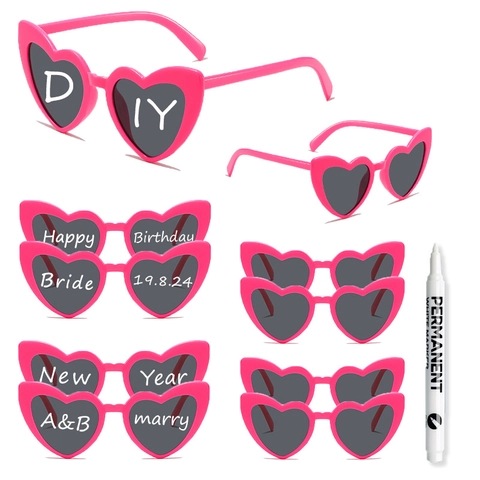 Occhiali Da Sole A Cuore DIY E Pennarello Bianco Permanente Montatura PC Moda Per Matrimonio Compleanno Festa Novità