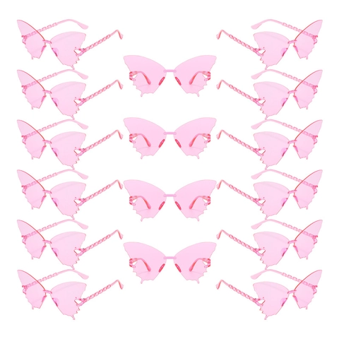 Lunettes De Soleil Sans Monture Papillon PC Lentille Dégradée Mode Fête Style Fée Accessoire