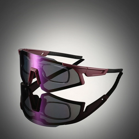 Oversized Sports Cycling Sunglasses UV400 Integrated PC Shield Windproof Outdoor Eyewear With Internal Myopia Frame Unisex