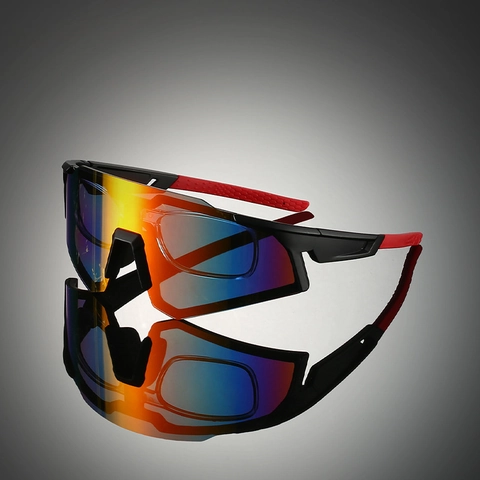 Oversized Sports Cycling Sunglasses UV400 Integrated PC Shield Windproof Outdoor Eyewear With Internal Myopia Frame Unisex